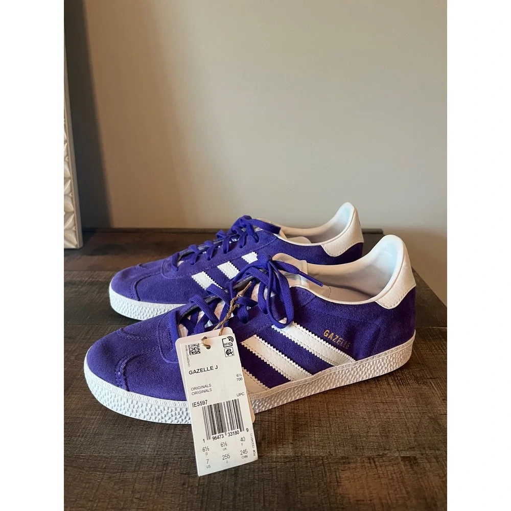 NWT! Adidas Gazelle J Energy Ink Purple Sneakers IE5597 Mens 7 Womens 8